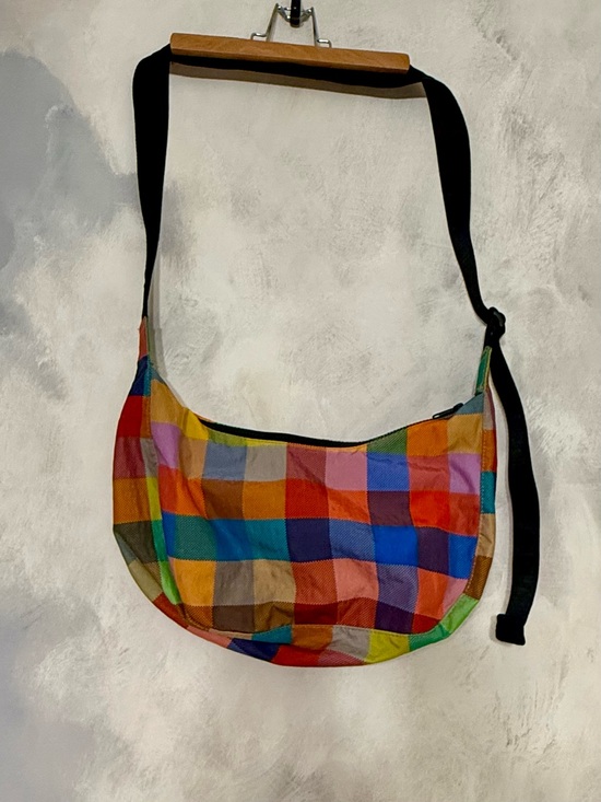 BAGGU Handbags - BAGGU Multicolor Patchwork Crescent Shoulder Bag with Black Strap